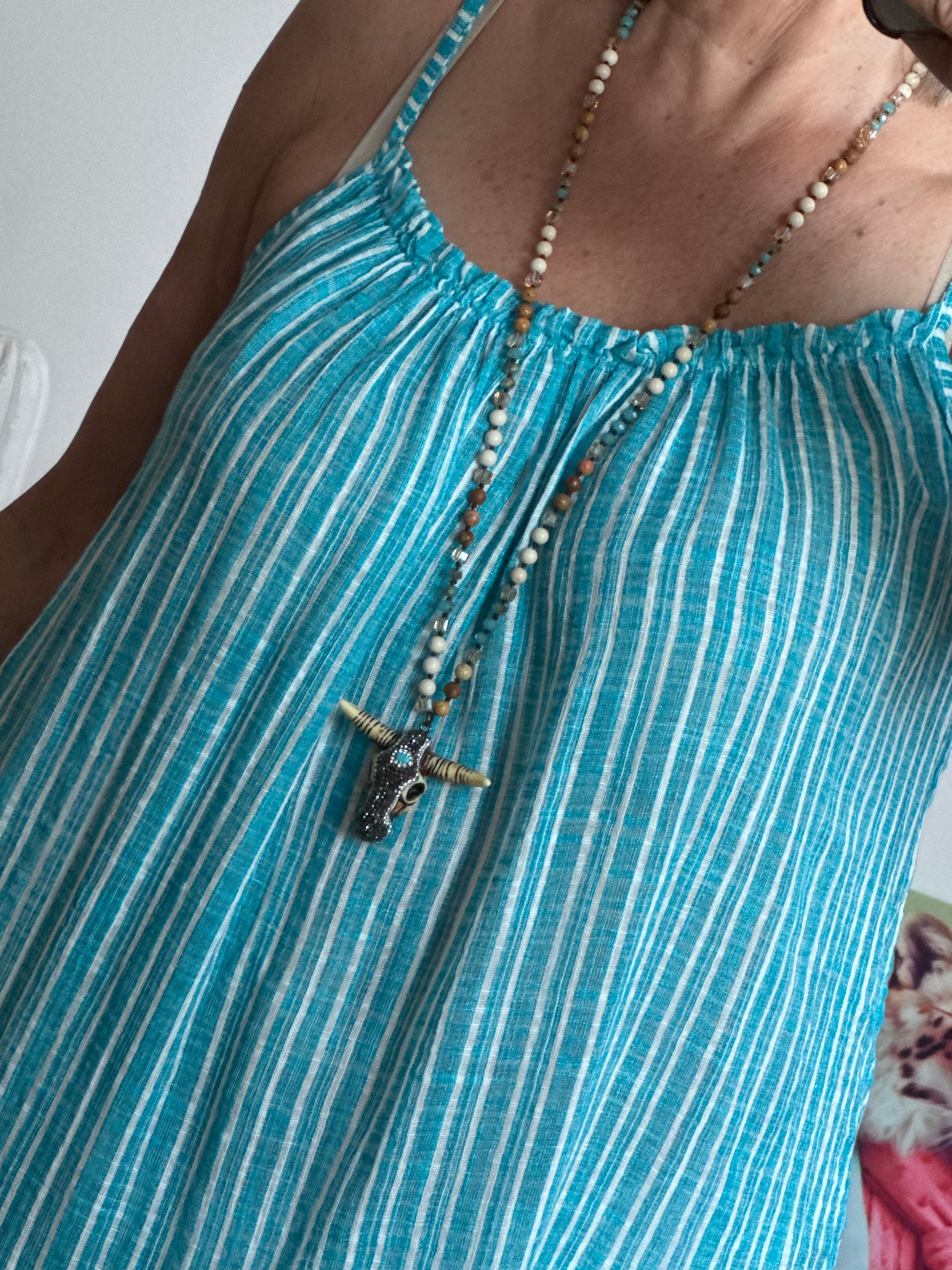 Robe d’été coton tisse turquoise