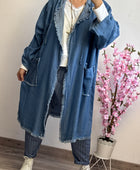 Veste longue casuel tencel bleue TU 44/50