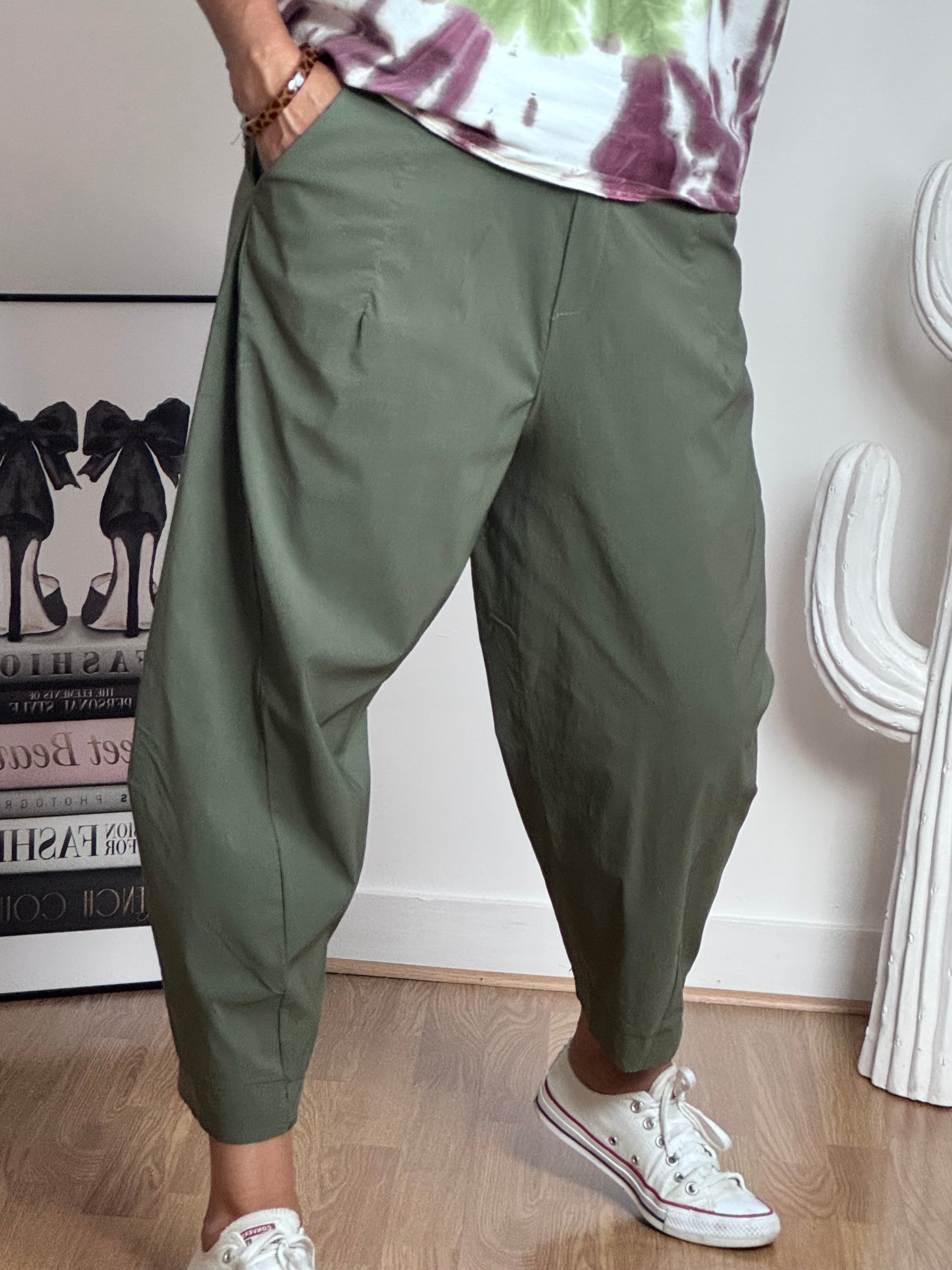 Pantalon style japonais kaki