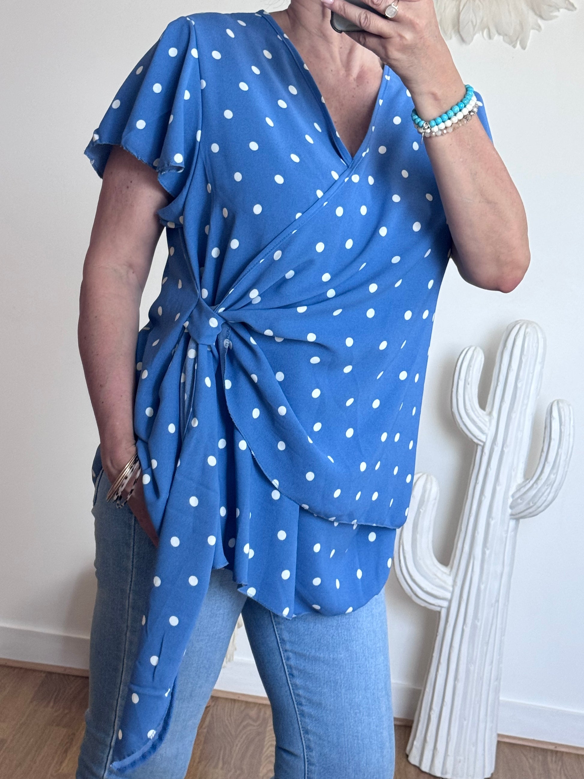 Blouse pois bleu TU 44/50