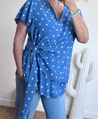 Blouse pois bleu TU 44/50
