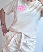Teeshirt beige iconic et fleurs