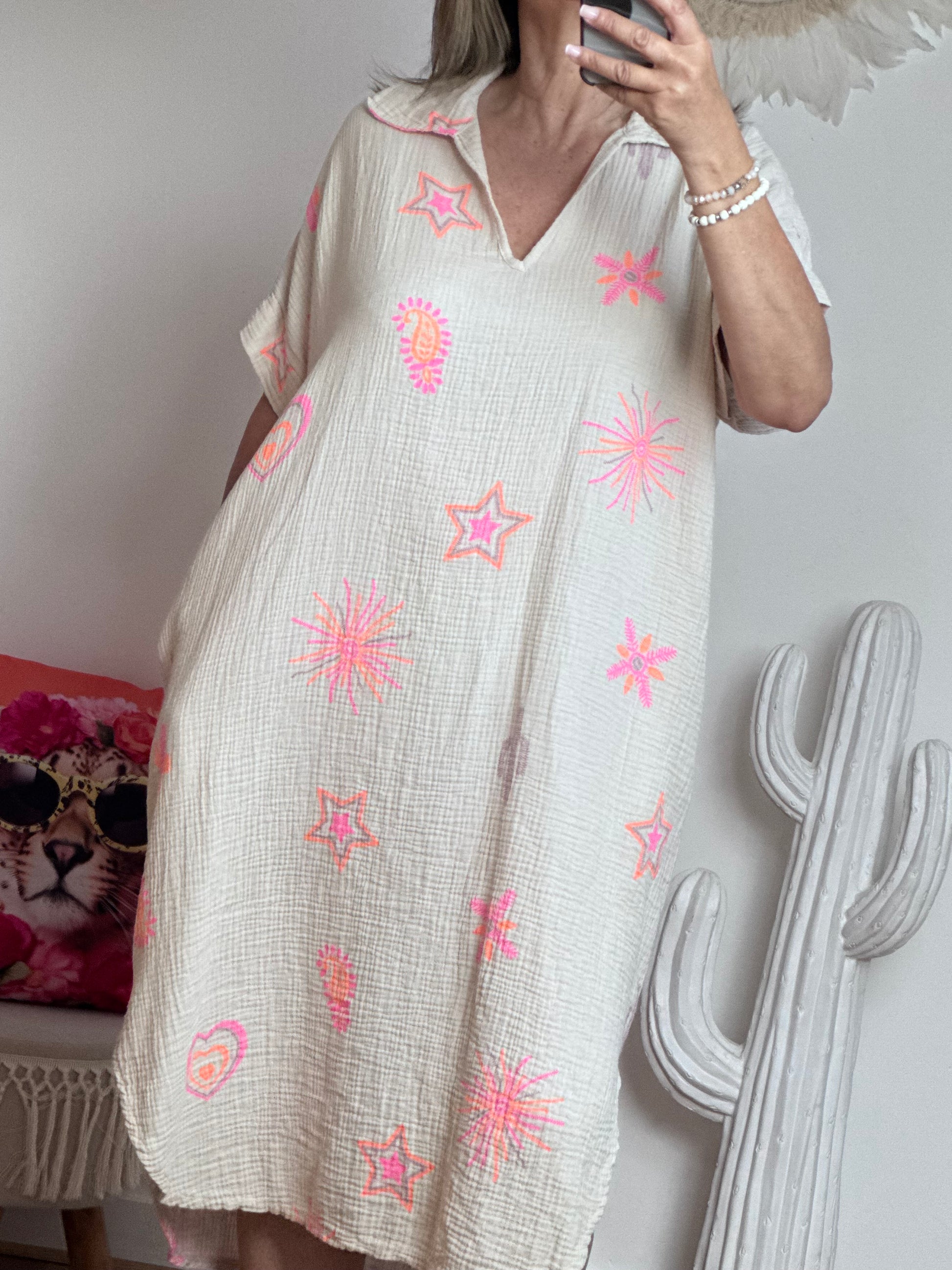 Robe gaze de coton beige