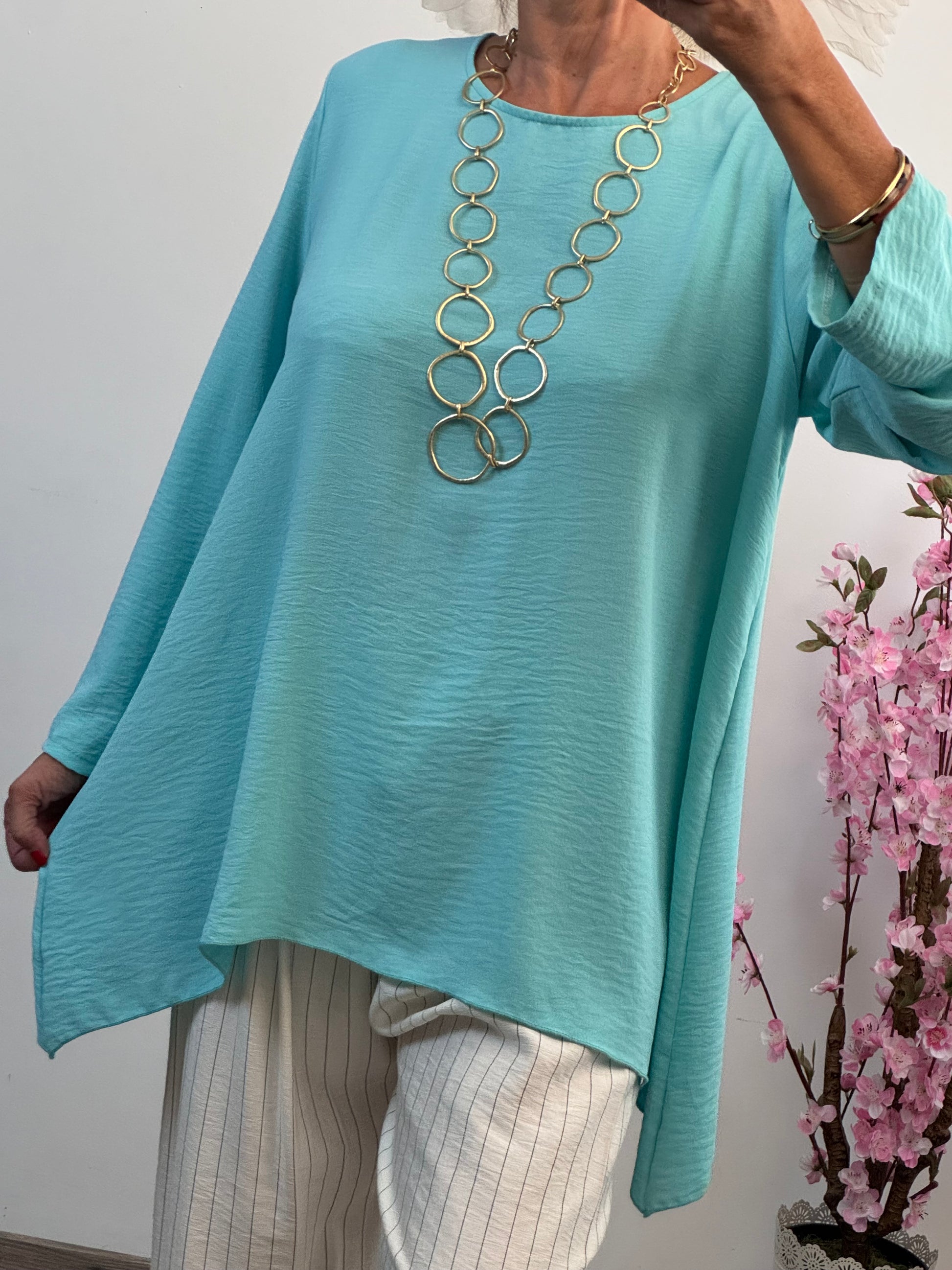Blouse Mila asymétrique turquoise