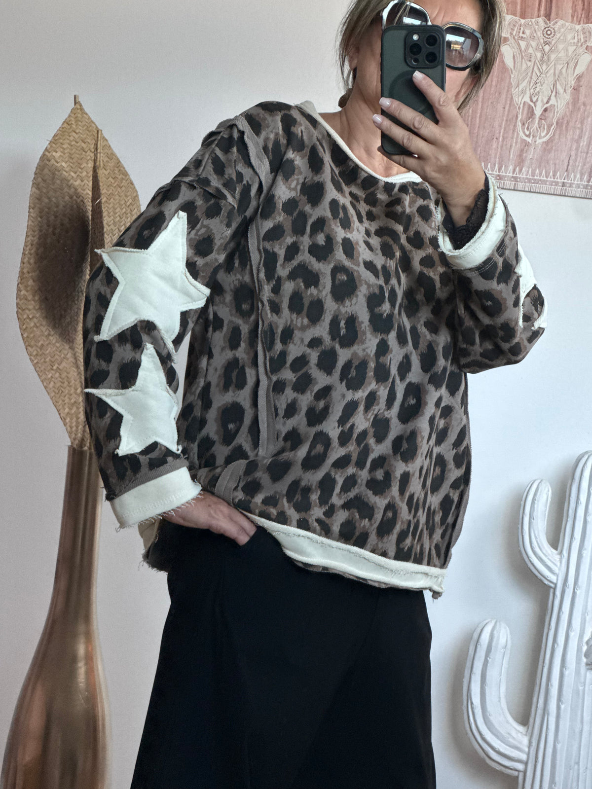 Sweat-shirt Léo Wild Star taupe