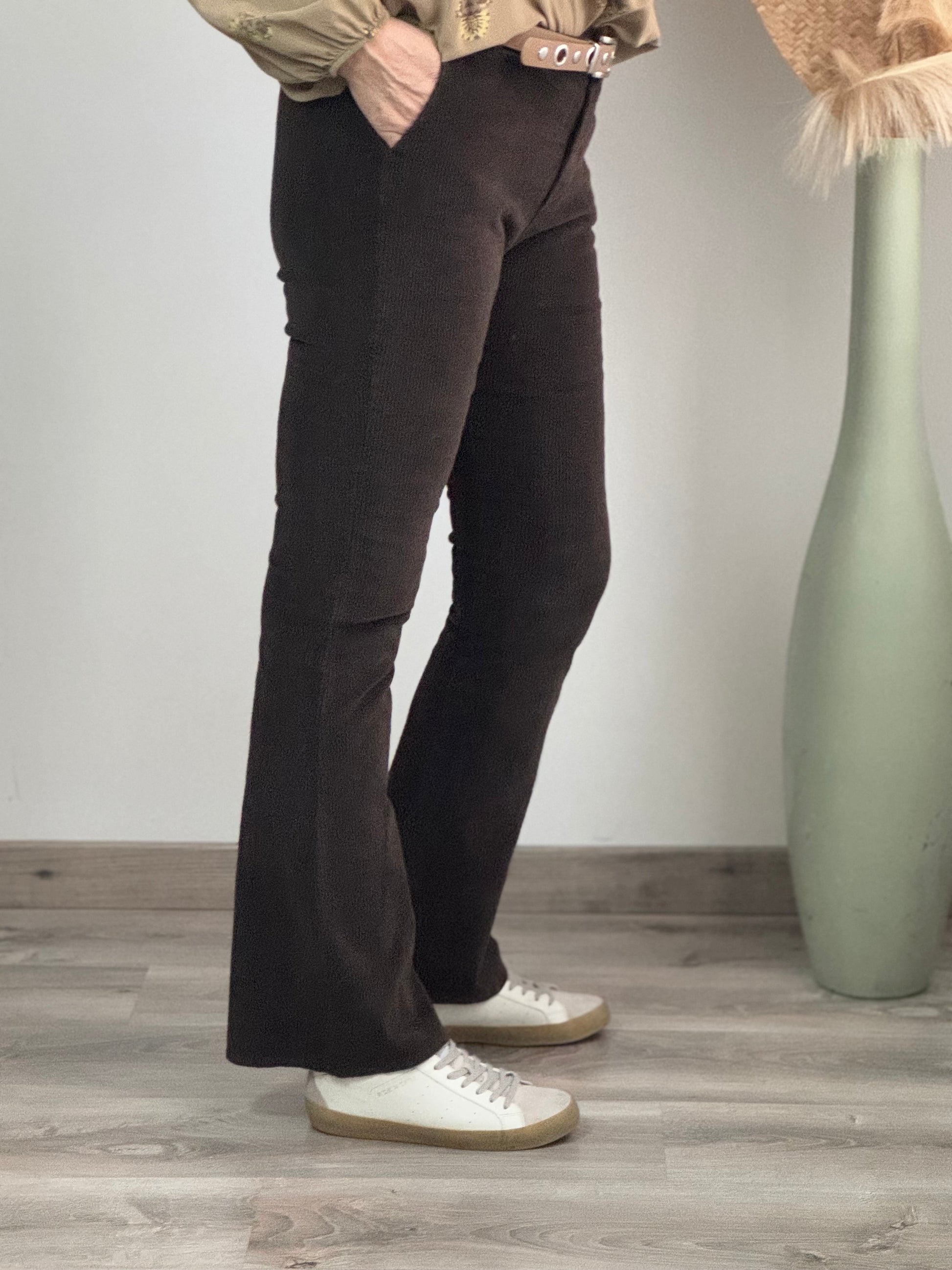 Pantalon flare velours chocolat