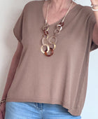 Teeshirt maille fine marron clair TU 36/46