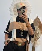 Ceinture bohème noire  boucle argentée