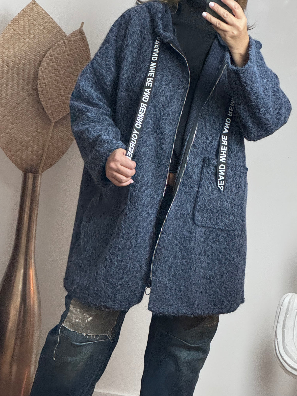 Manteau moumoute bleu