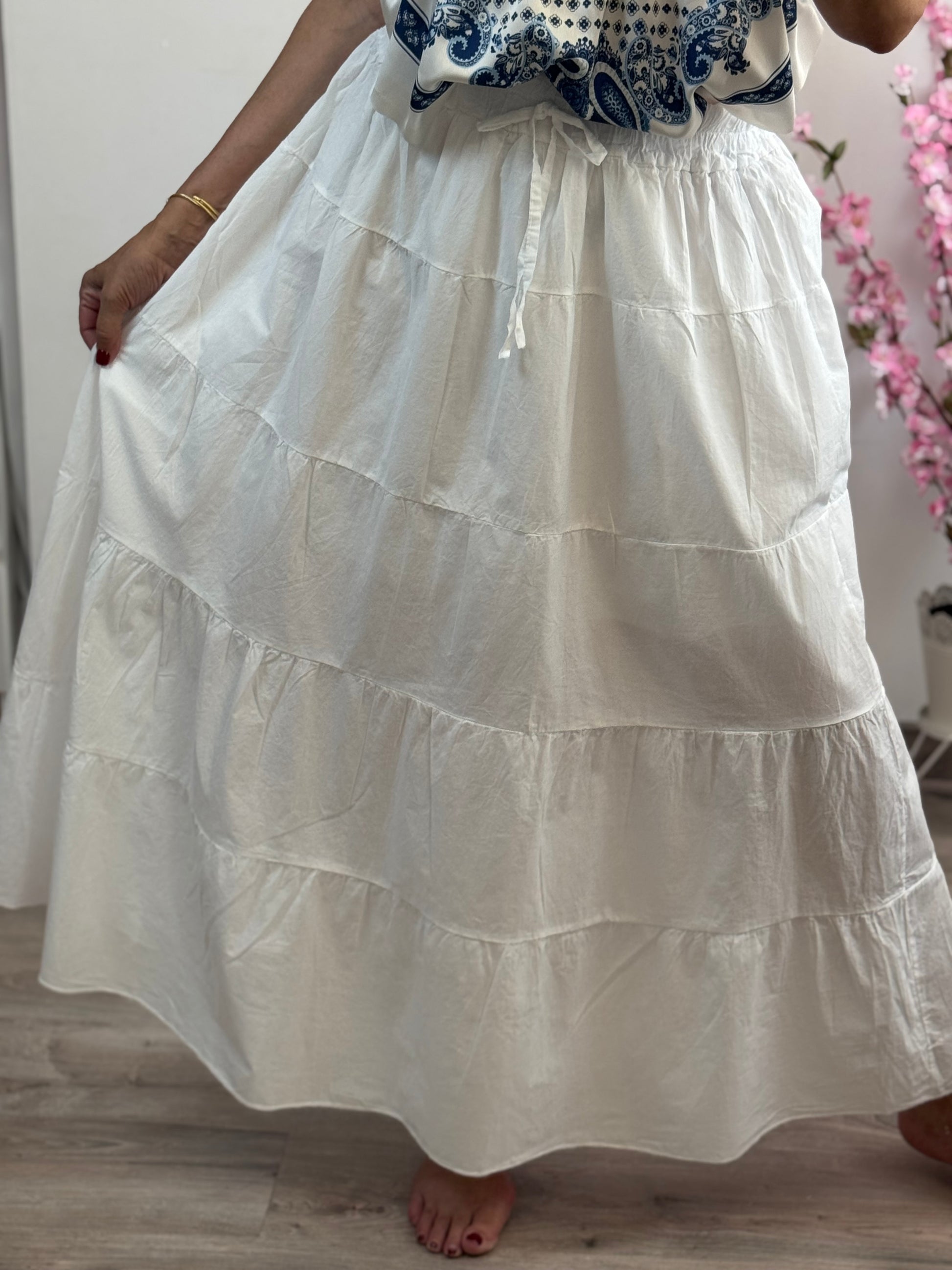 Jupe longue bohème blanche