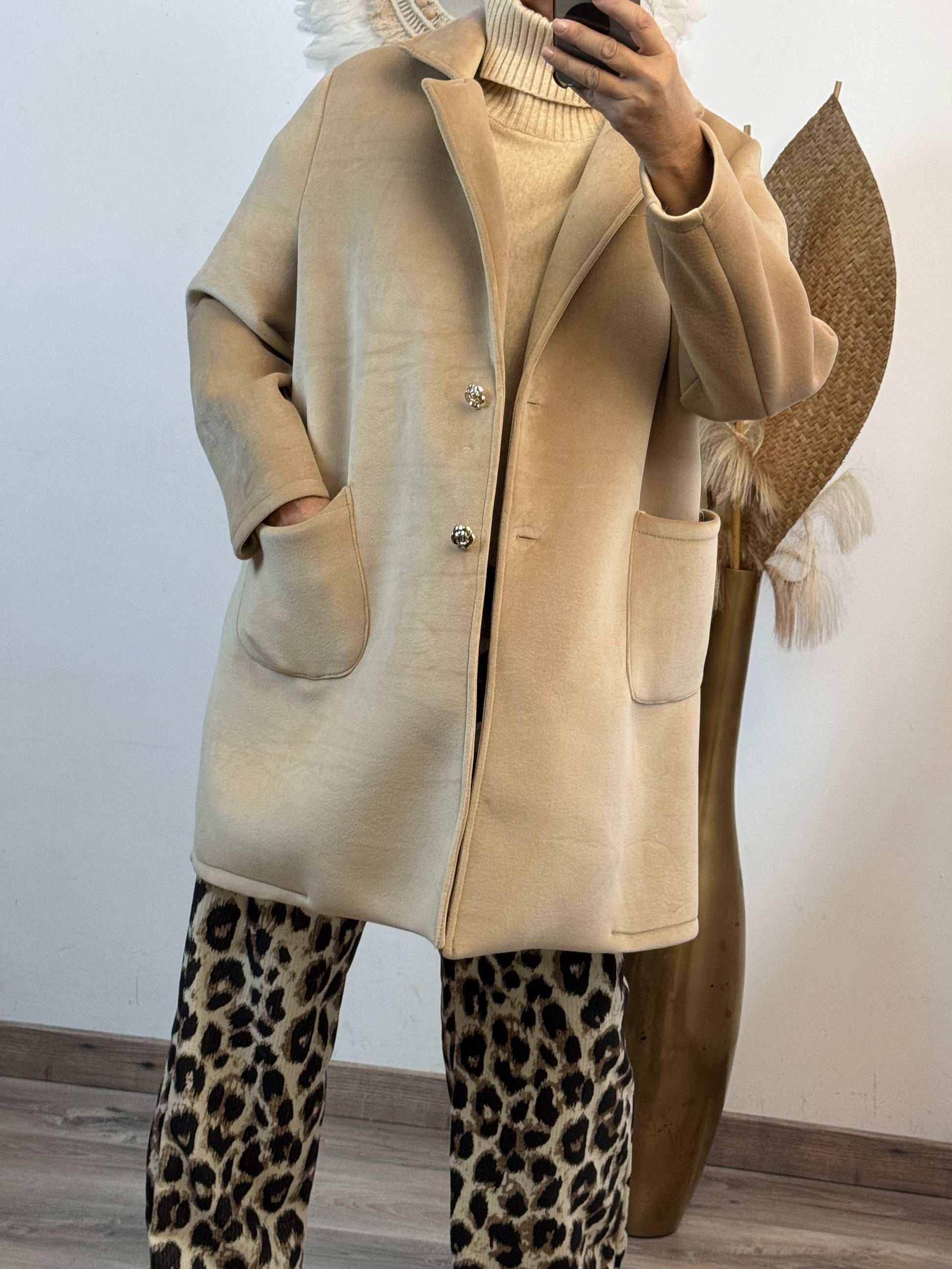 Manteau velours yoga beige