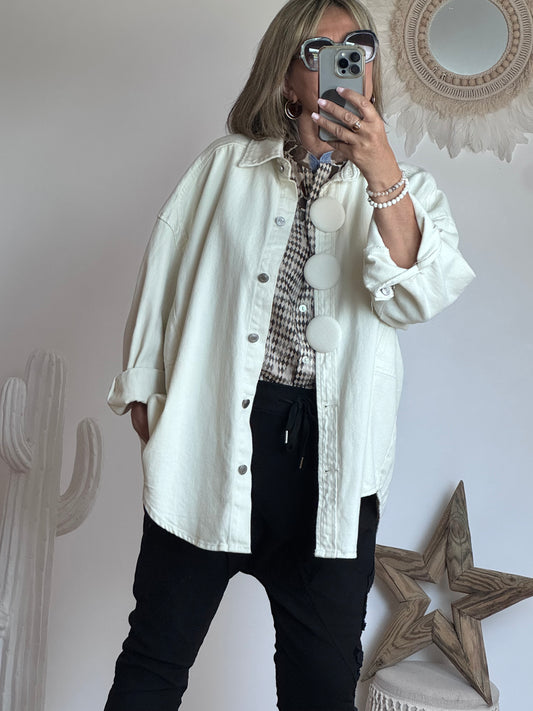Veste jeans oversize crème
