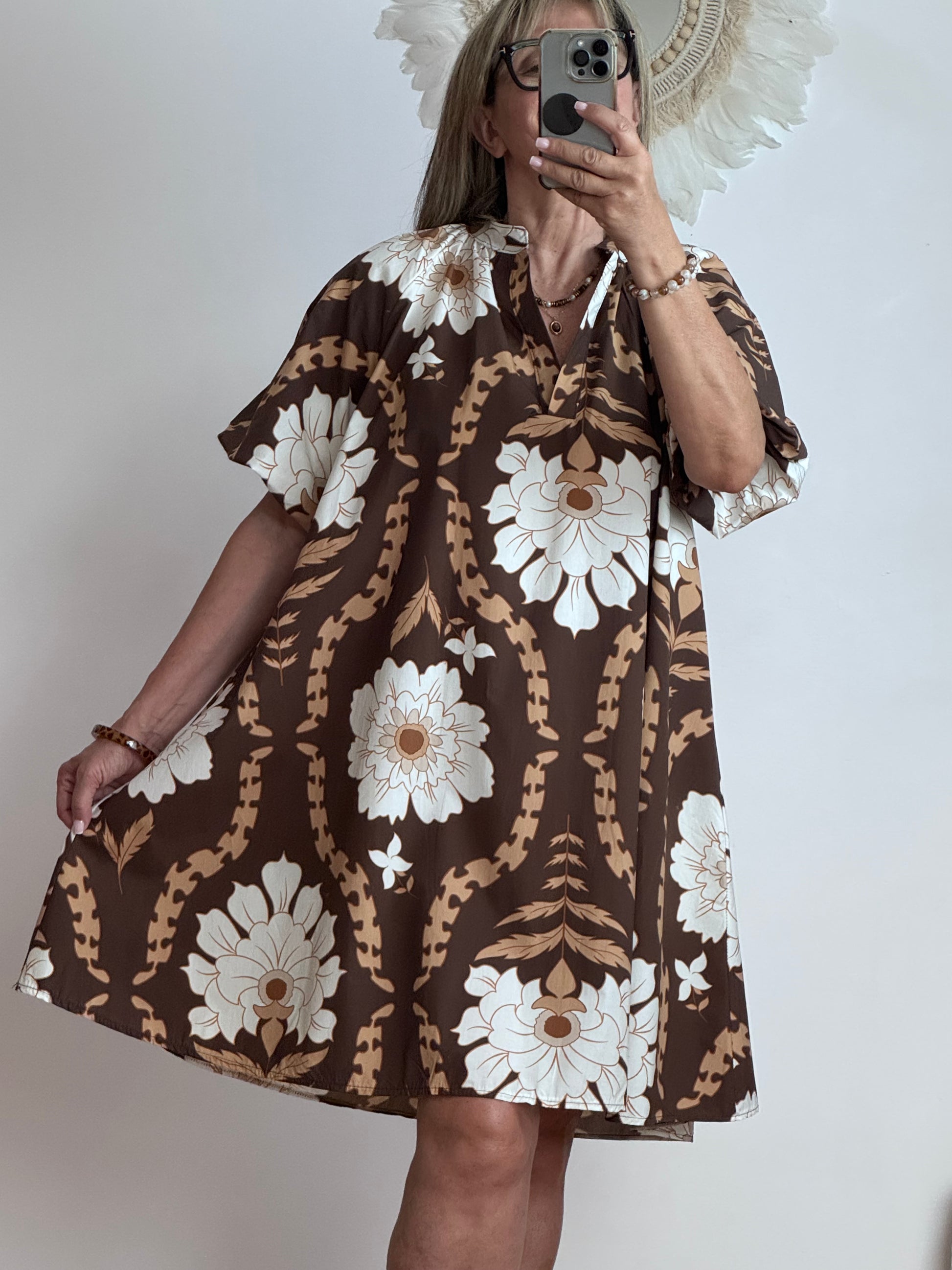 Robe Chloé évasée marron