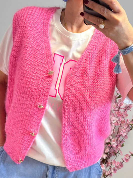 Gilet tout doux rose TU 36/42