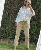 Jeans flare beige brodé