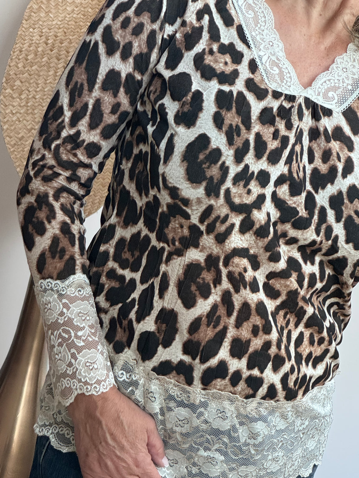Top dentelle leo crème
