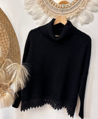 Pull noir broderie TU 38/44