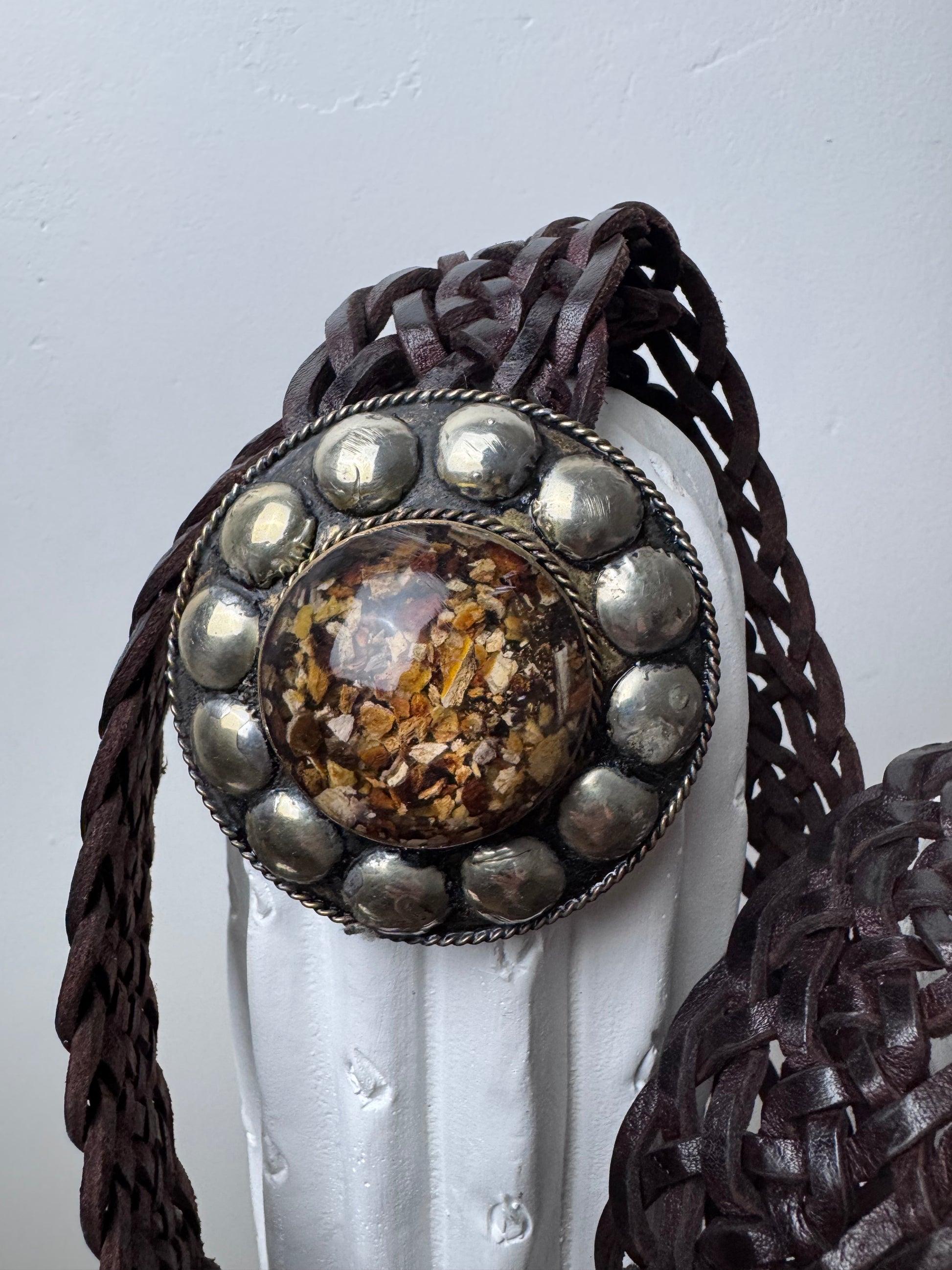 Ceinture cuir tressée marron