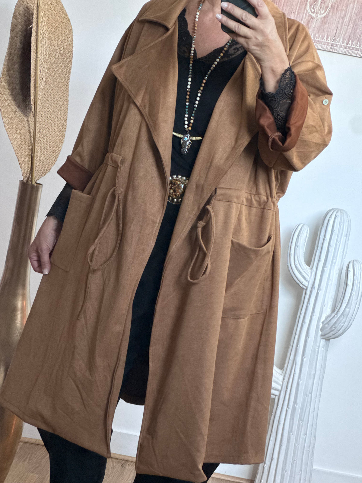 Manteau Arizona suédine camel