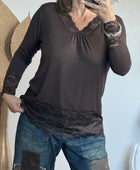 Top dentelle marron