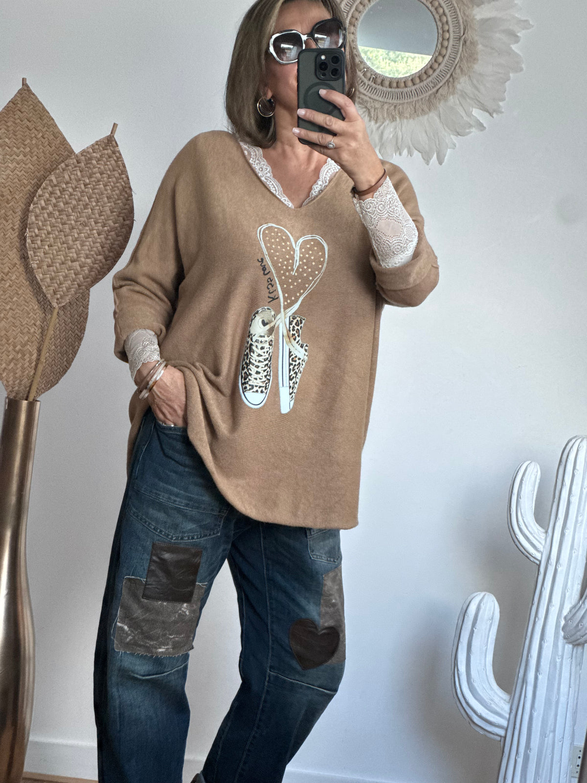 Pull kiss love joli forme camel