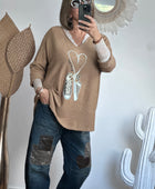 Pull kiss love joli forme camel