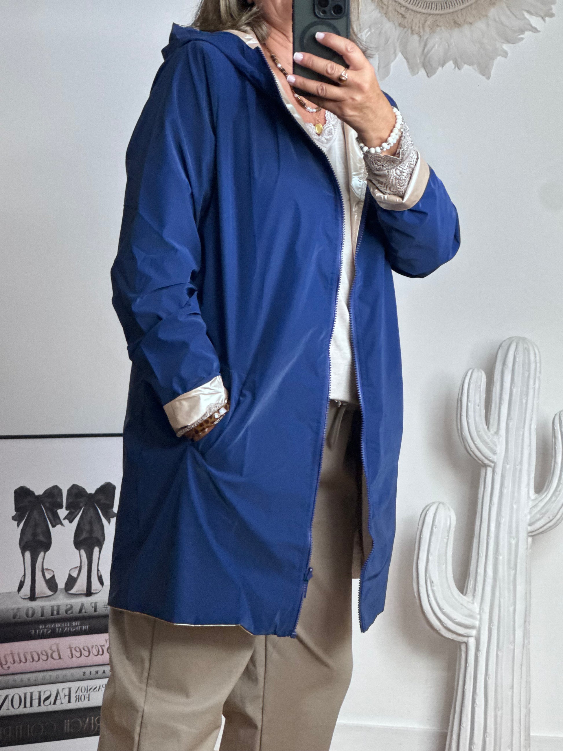 Veste coupe vent réversible marine /dorée