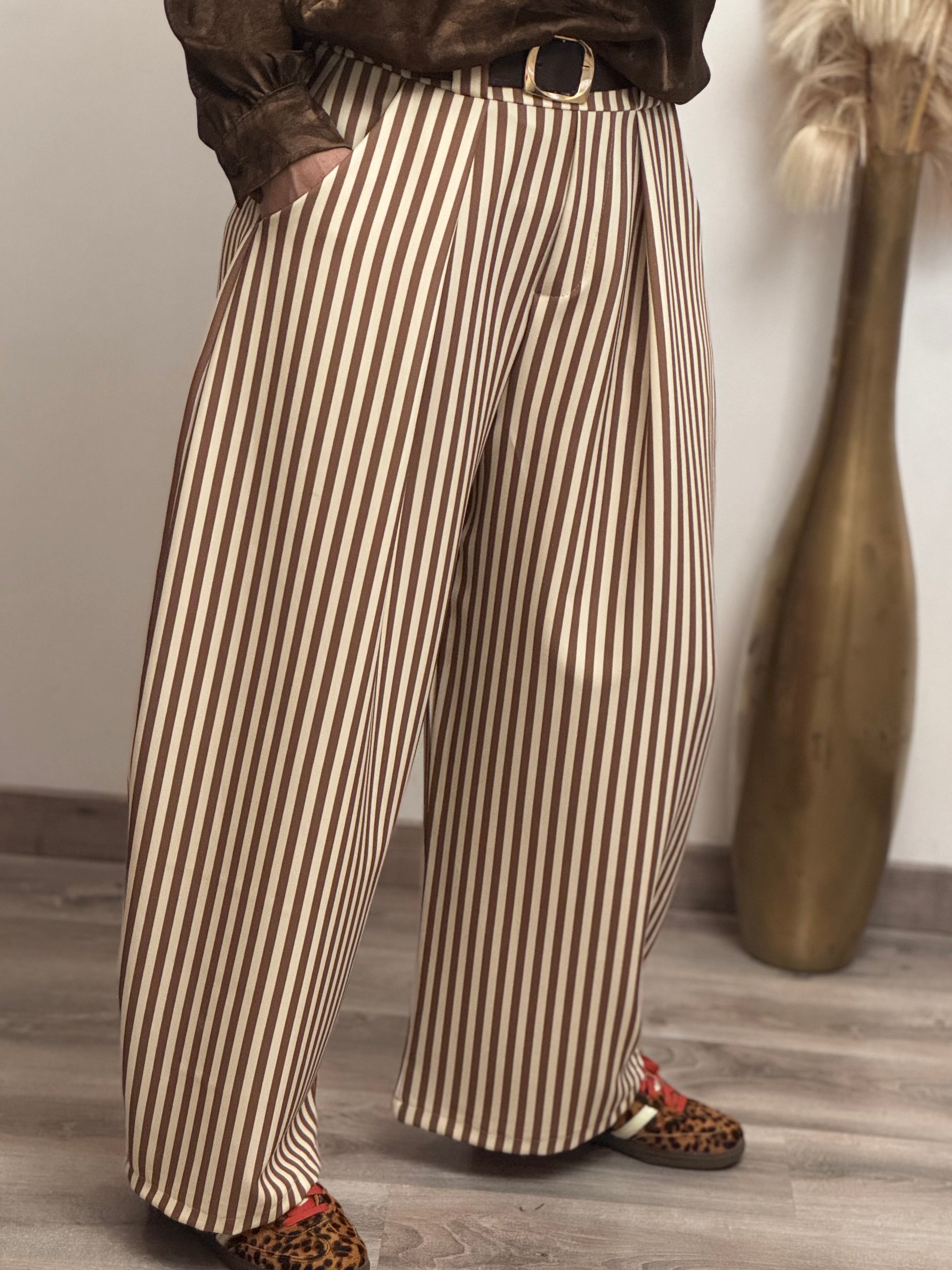 Pantalon ballon rayures marrons