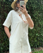 Combishort rayée beige