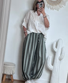Pantalon Aladin rayé kaki joli forme TU 44/50