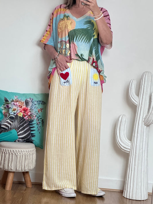 Pantalon rayures jaune