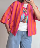 Veste kimono orange et rose