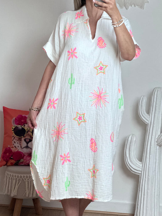 Robe gaze de coton blanche