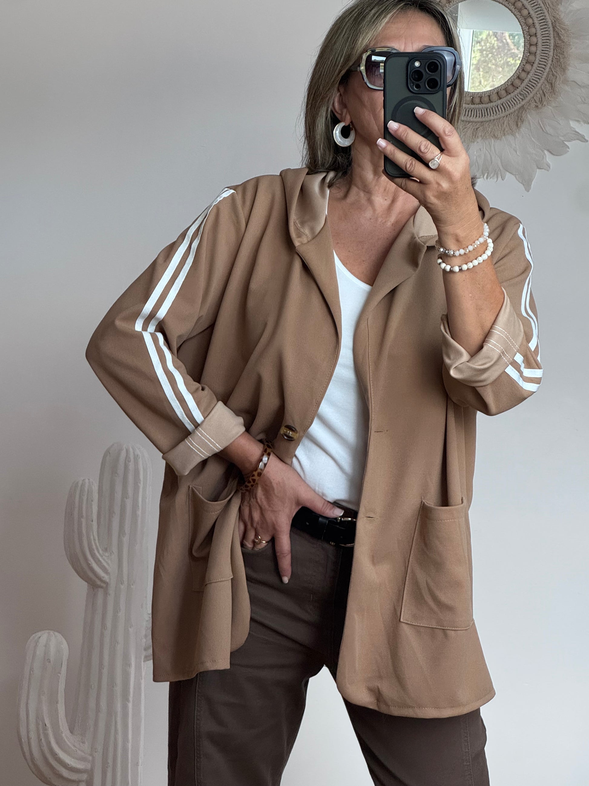 Veste casuel camel jolie forme