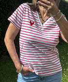 Teeshirt rayé rouge femme