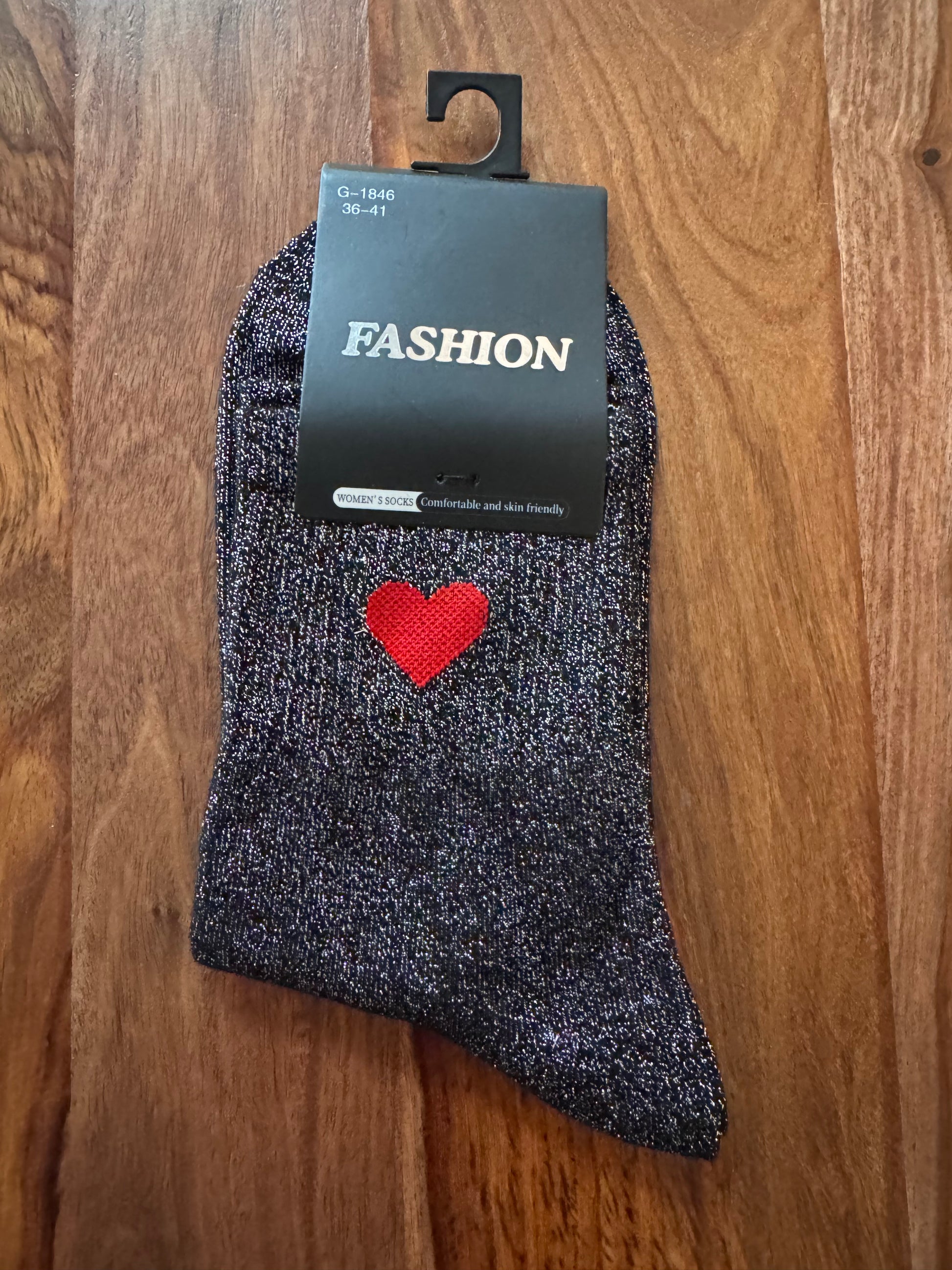 Chaussettes cœur brillantes 36/41
