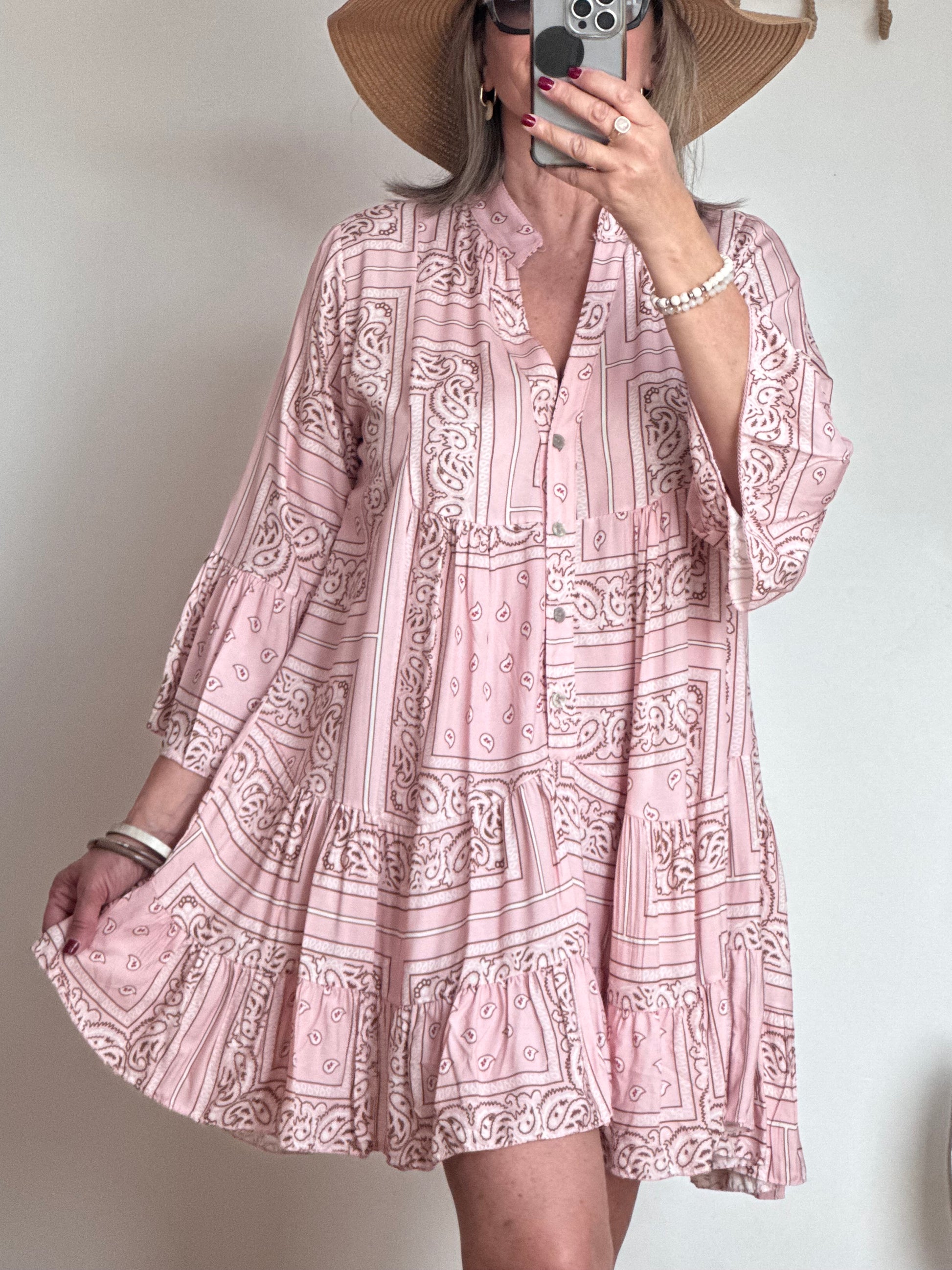 Robe Léa bandana rose