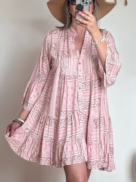 Robe Léa bandana rose