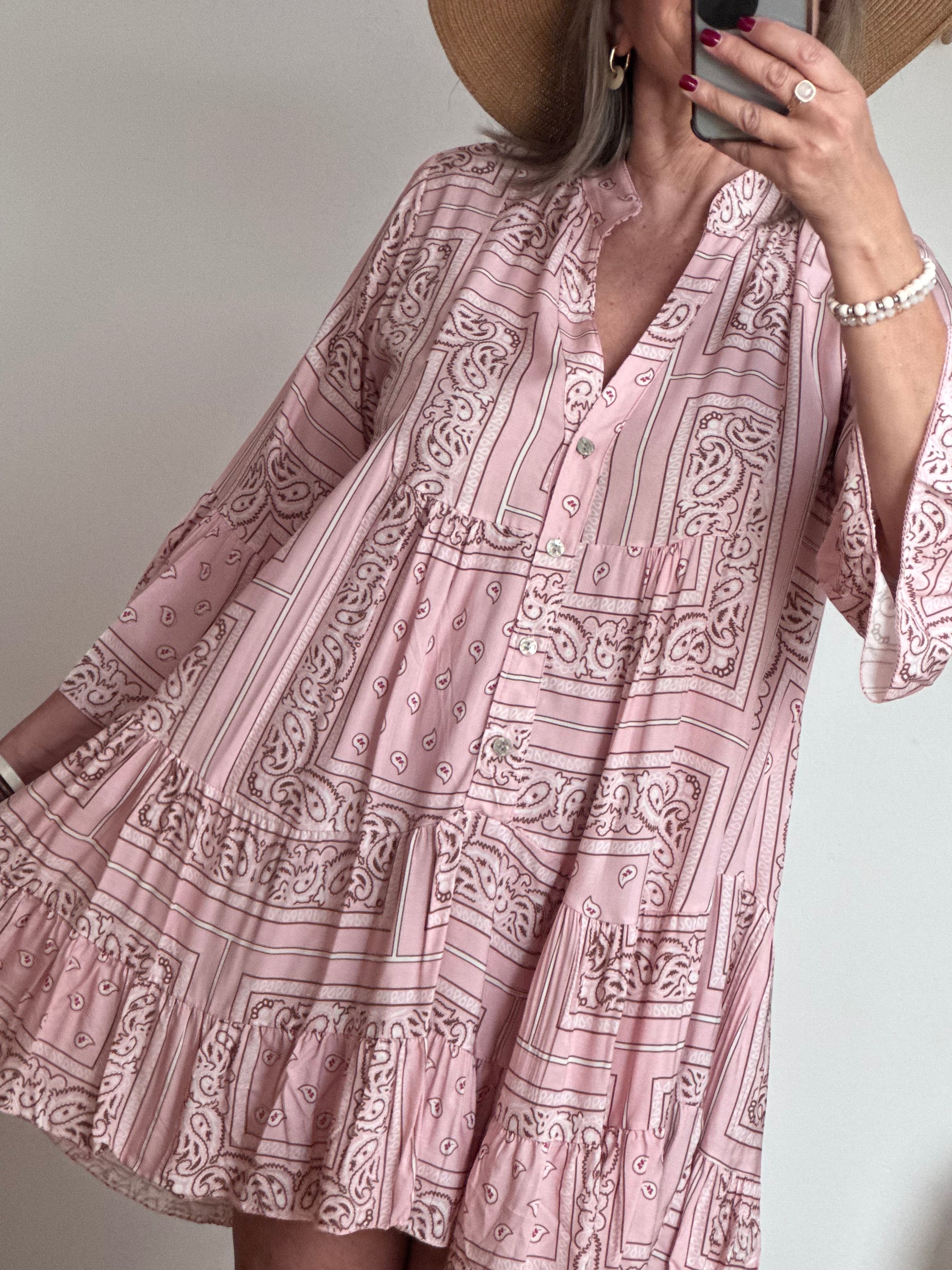 Robe Léa bandana rose