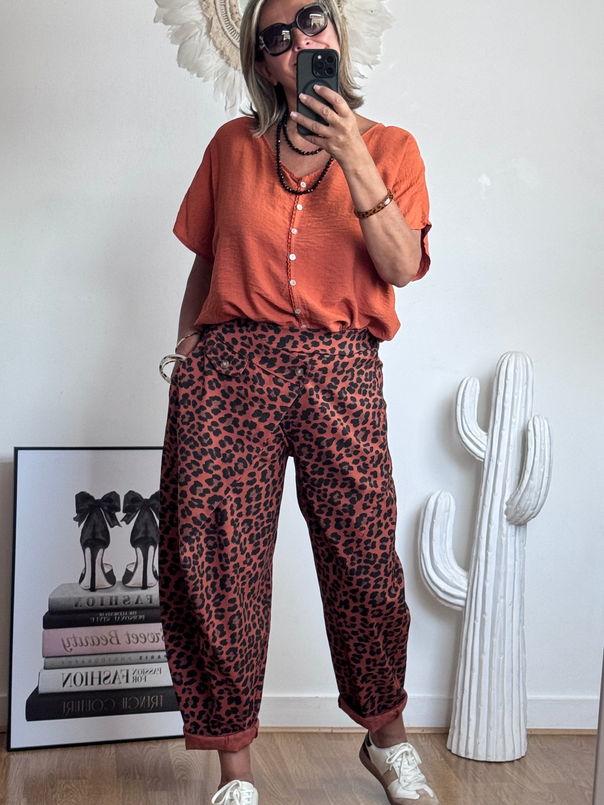 Pantalon confort Léo terracotta TU 38/46