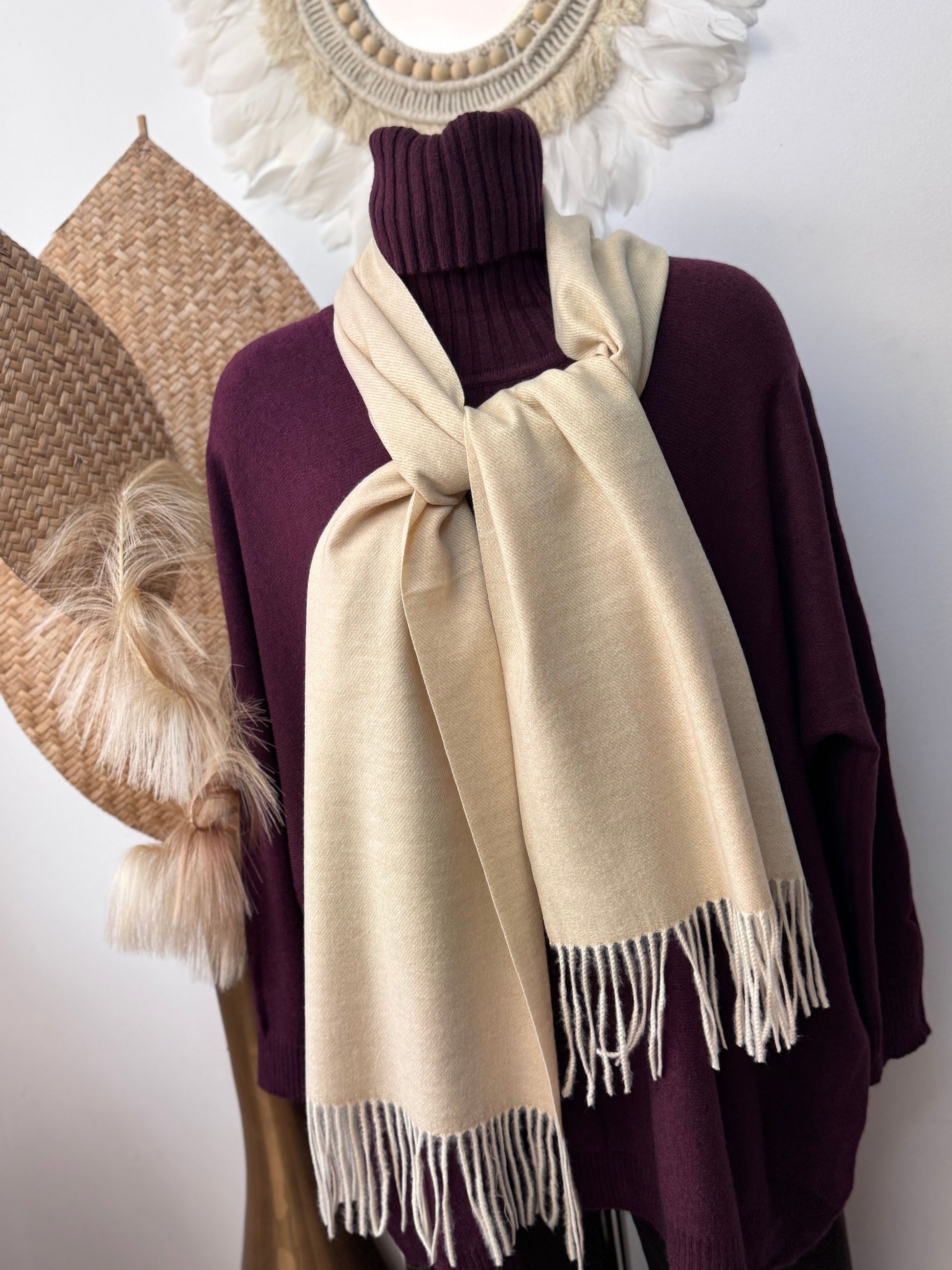 Echarpe cashmere crème