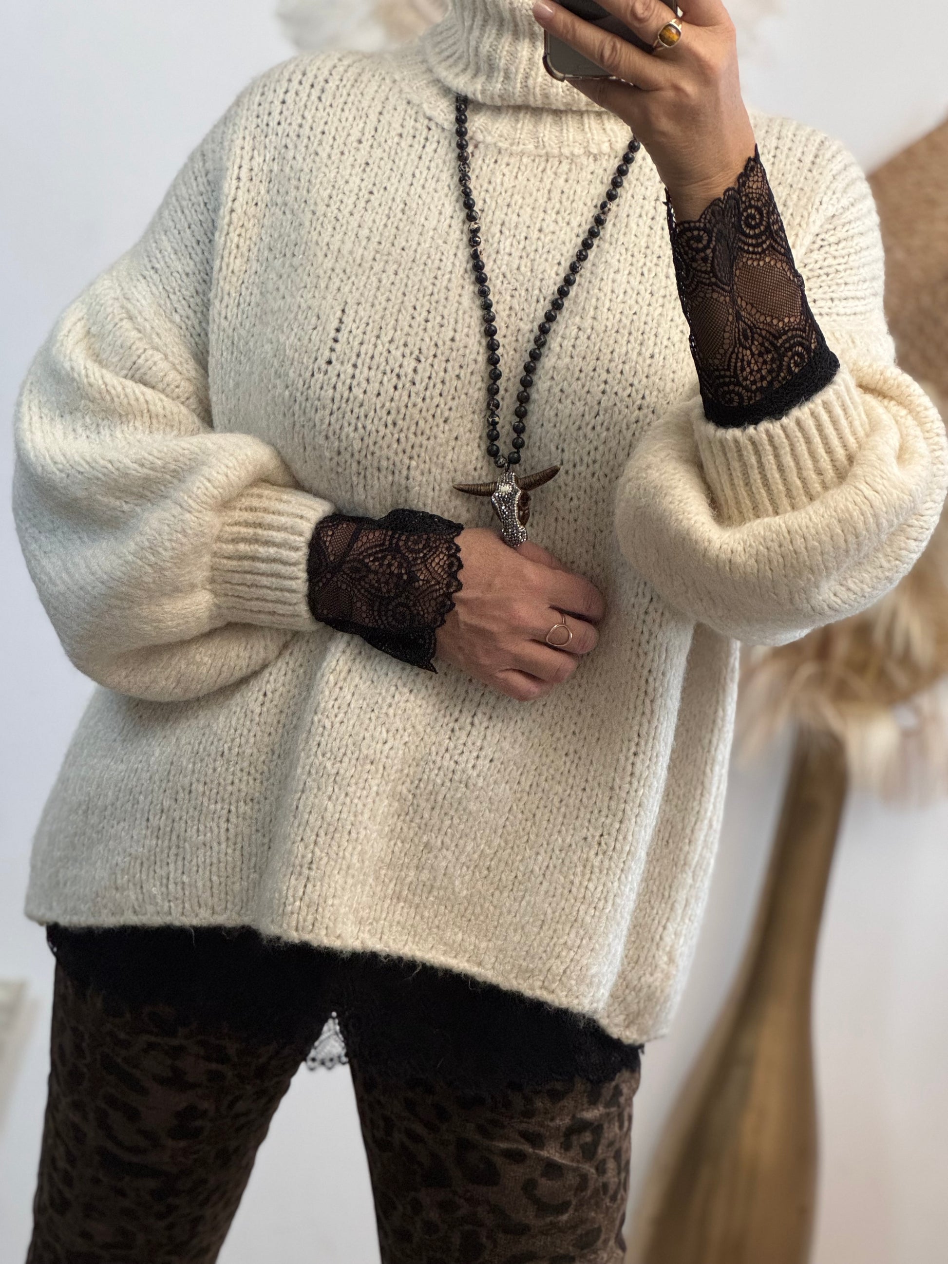 Pull d’hiver maille crème