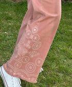Jean Wide leg bridé rose poudré