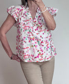 Blouse brodée bulles multicolores