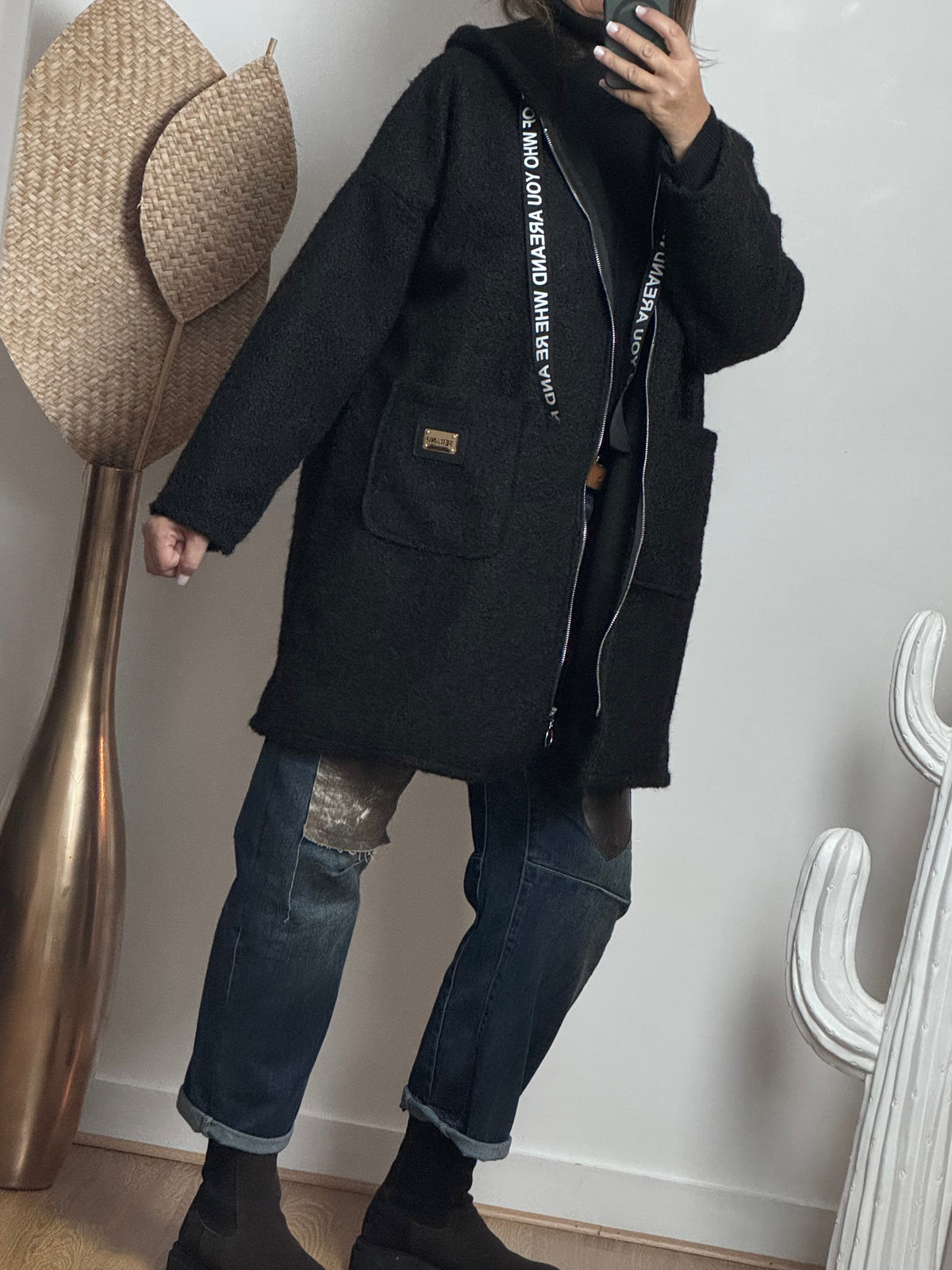 Manteau moumoute noir
