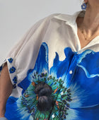 Chemise évasée fleurs bleues TU 38/46