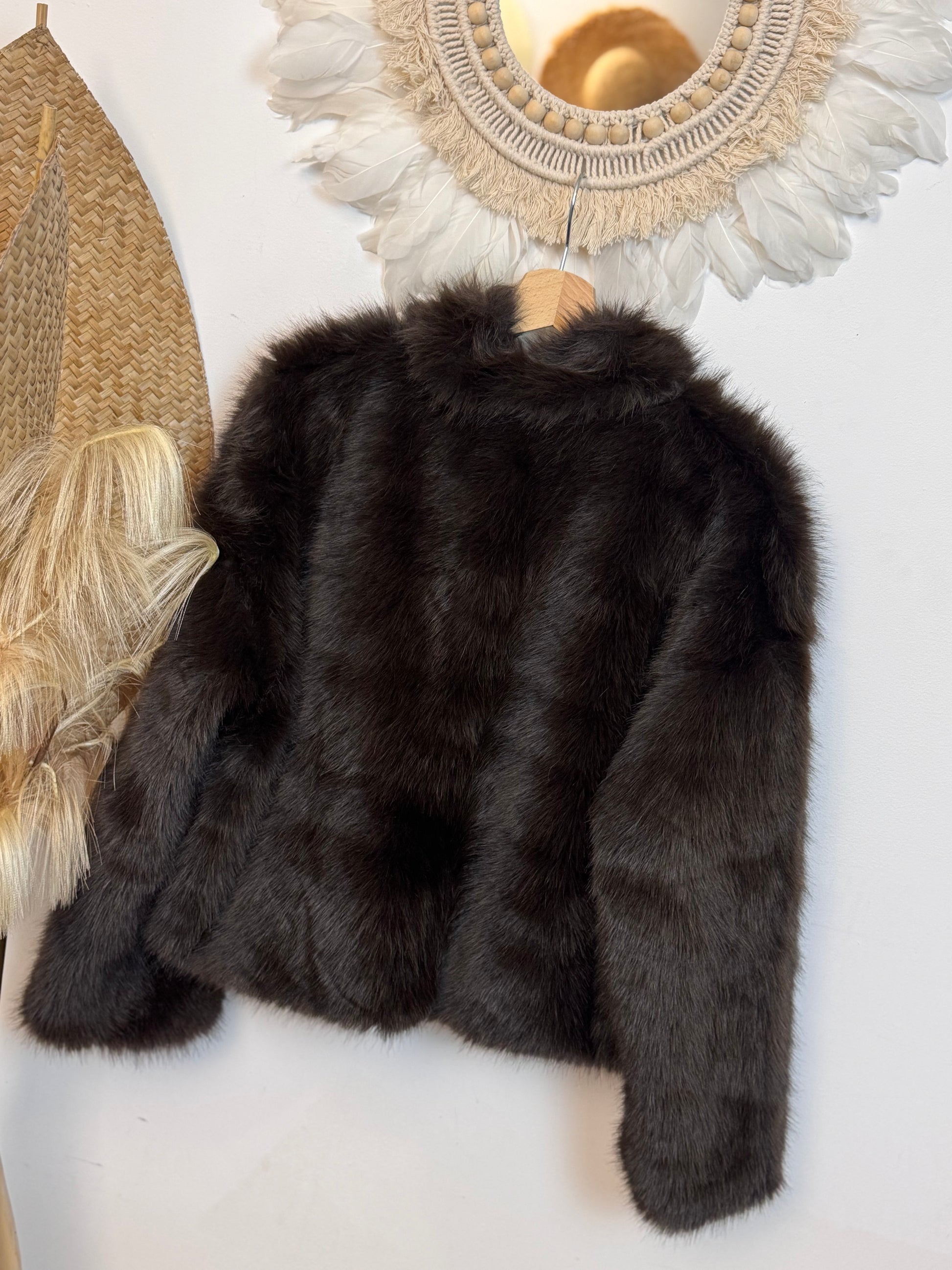 Blouson fausse fourrure marron