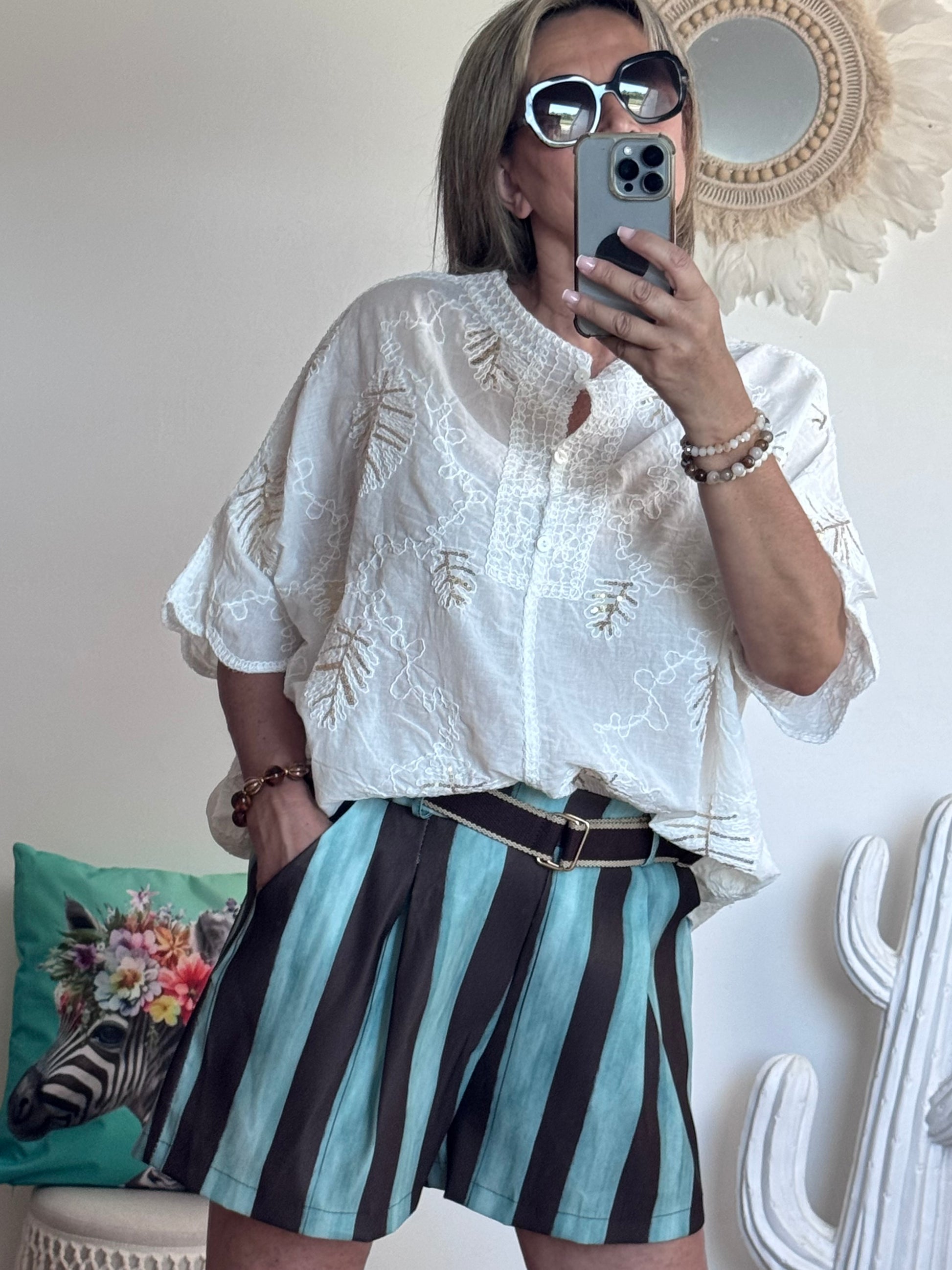 Short rayé marron/vert TU 42/48