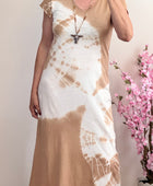 Robe longue teeshirt tie and dye beige