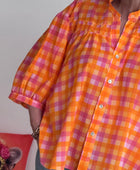 Chemise vichy orange et rose